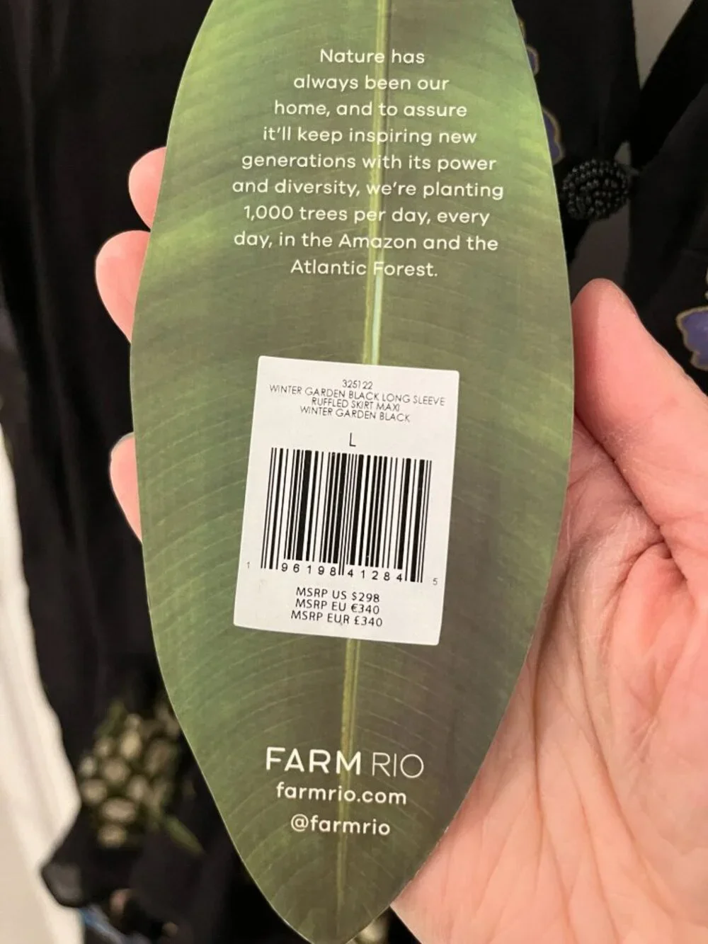 NWT Farm Rio Black Winter Garden Ruffle Maxi Dress LARGE Floral Embroidered NEW - Picture 11 of 12